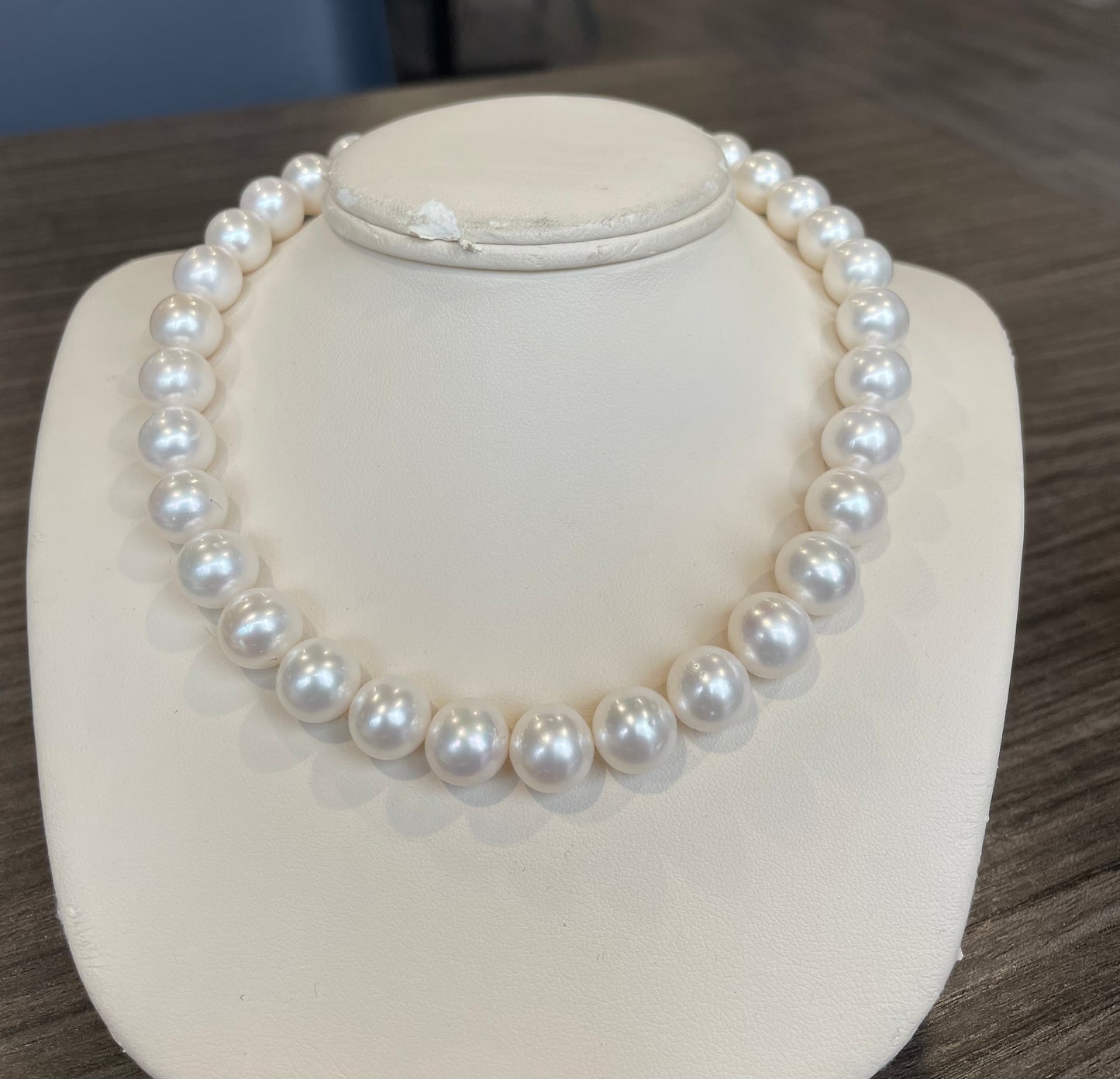 11.5mm Cultured Freshwater Pearl 17” with a Gold Ball Clasp