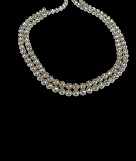 double strand 6 x 6 1/2 mm culture to call Pearls 14 karat gold clasp  very high luster