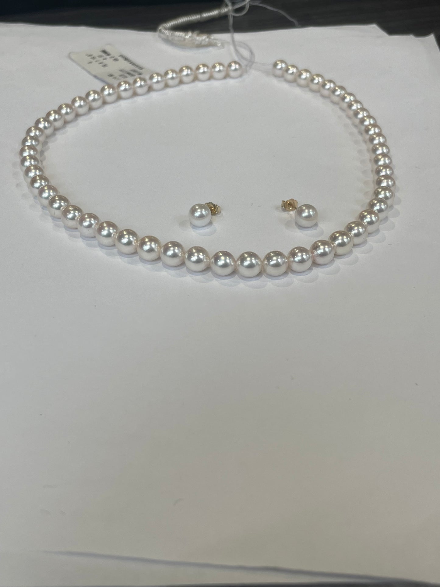 Fine Quality Cultured Akoya Pearls. And Matching Earrings.