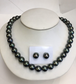 Gem quality Tahitian South Sea Pearls Necklace and matching Earrinda 14k