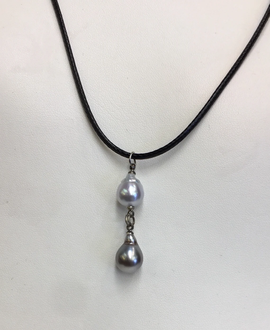 10mm Tahitian South Sea Pearl Pendant Leather Cord Adjustable Length Leather Cord Tahitian Pearls appr diamond weigh