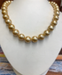 South Sea Gold Pearls 12x13mm High Polish & Deep Gold Color Tarnish Free 18" 14K Gold & Diamond Clasp AAA Quality