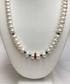 18k Yellow Gold & Ruby Center 10.5mm Button Shape Freshwater Cultured Pearls 20" with Faceted Hematite