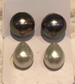 South Sea Pearl Earrings 14.4mm round pearls on top 14.9x11.8mm drop shape pearls