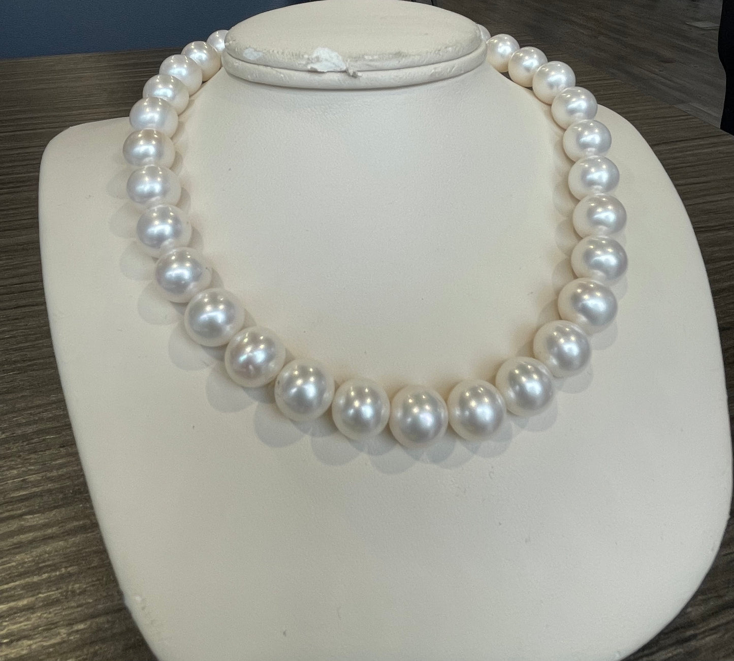 11.5mm Cultured Freshwater Pearl 17” with a Gold Ball Clasp